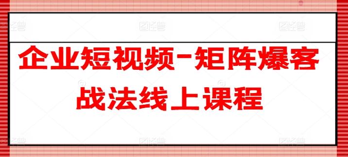 企业短视频-矩阵爆客战法线上课程-菜菜网创