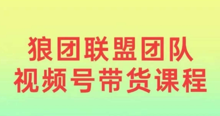 狼团联盟2024视频号带货，0基础小白快速入局视频号-菜菜网创