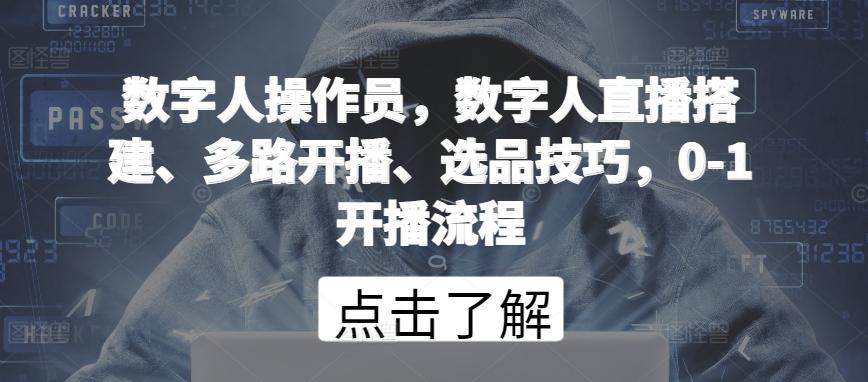 数字人操作员，数字人直播搭建、多路开播、选品技巧，0-1开播流程-菜菜网创