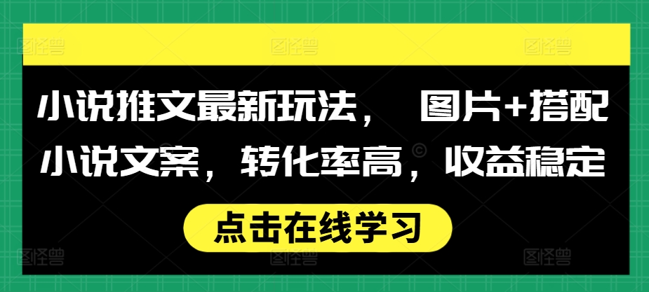 小说推文最新玩法， 图片+搭配小说文案，转化率高，收益稳定-菜菜网创