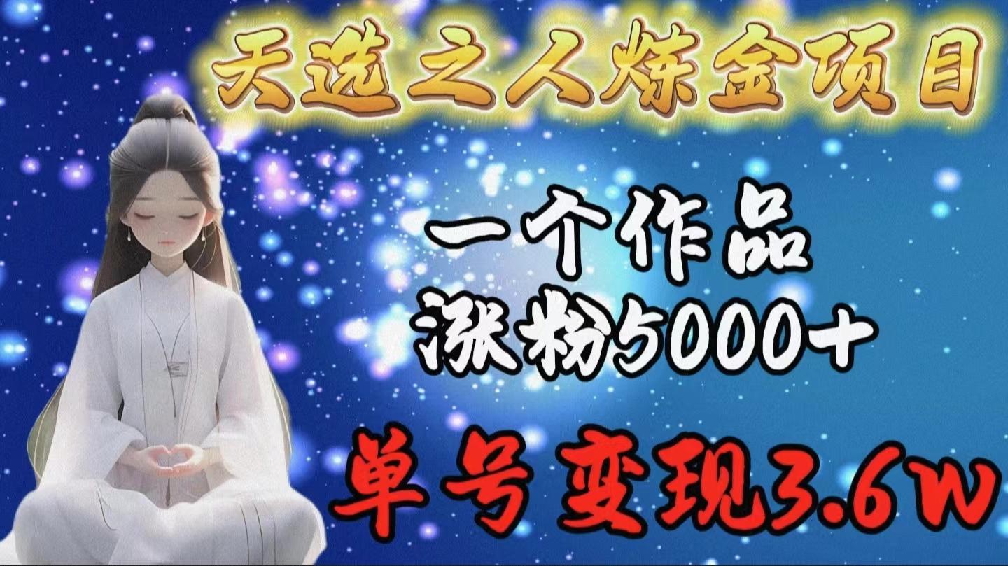 (9693期)天选之人炼金项目，一个作品涨粉5000+，单号变现3.6w-菜菜网创