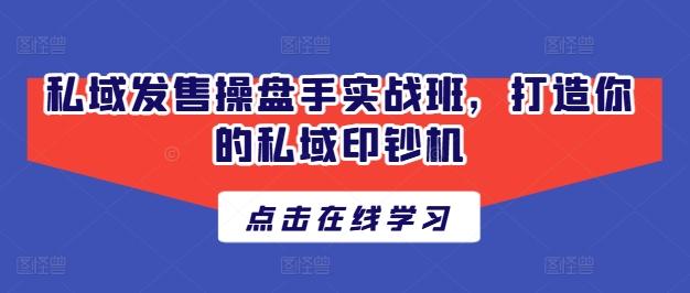 私域发售操盘手实战班，打造你的私域印钞机-菜菜网创