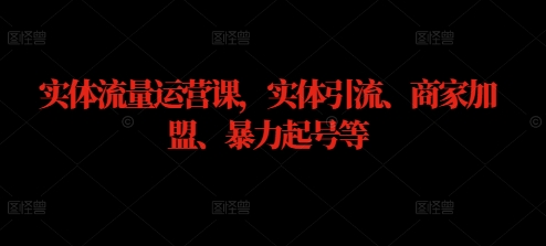 实体流量运营课，实体引流、商家加盟、暴力起号等-菜菜网创