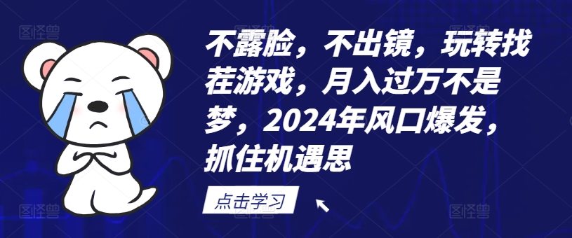 不露脸，不出镜，玩转找茬游戏，月入过万不是梦，2024年风口爆发，抓住机遇【揭秘】-菜菜网创