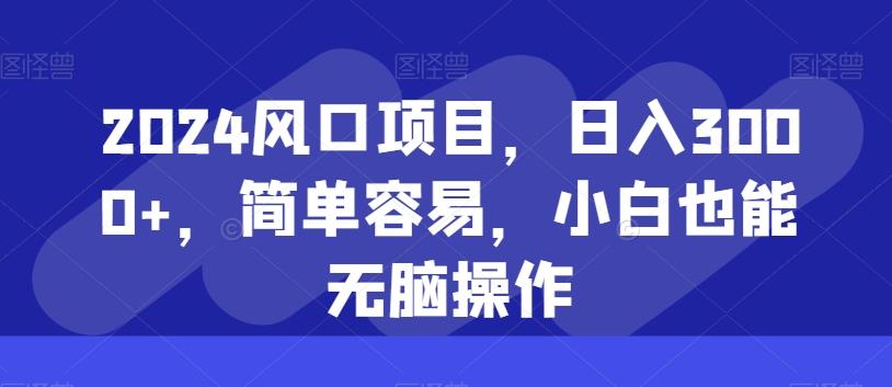 2024风口项目，日入3000+，简单容易，小白也能无脑操作-菜菜网创