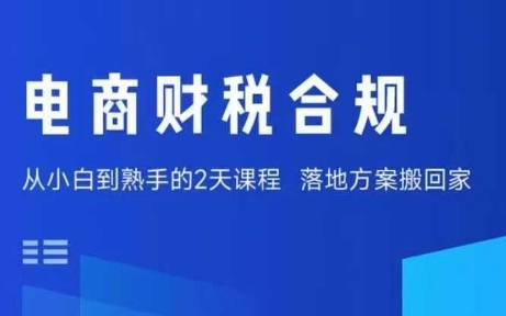 电商财税合规线下课，适合老板+财务，教你规避涉税风险，实现低成本合规经营-菜菜网创