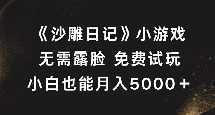 《沙雕日记》小游戏，无需露脸免费试玩，小白也能月入5000+【揭秘】-菜菜网创