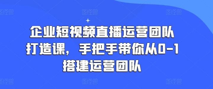 企业短视频直播运营团队打造课，手把手带你从0-1搭建运营团队-菜菜网创