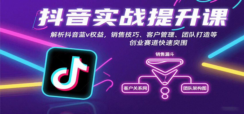 抖音实战提升课：解析抖音蓝v权益，销售技巧、客户管理、团队打造等创业赛道快速突围-菜菜网创