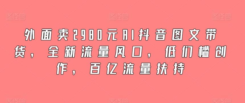 外面卖2980元AI抖音图文带货，全新流量风口，低们槛创作，百亿流量扶持-菜菜网创
