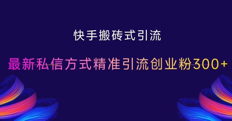 快手搬砖式引流，最新私信方式精准引流创业粉300+-菜菜网创