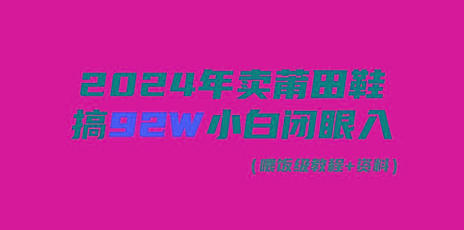 (9329期)2024年卖莆田鞋，搞了92W，小白闭眼操作！-菜菜网创