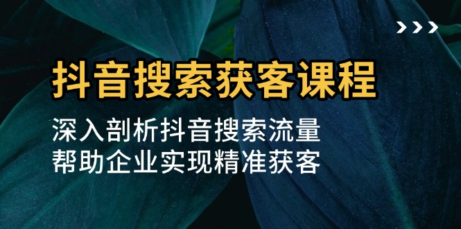 抖音搜索获客课程：深入剖析抖音搜索流量，帮助企业实现精准获客-菜菜网创