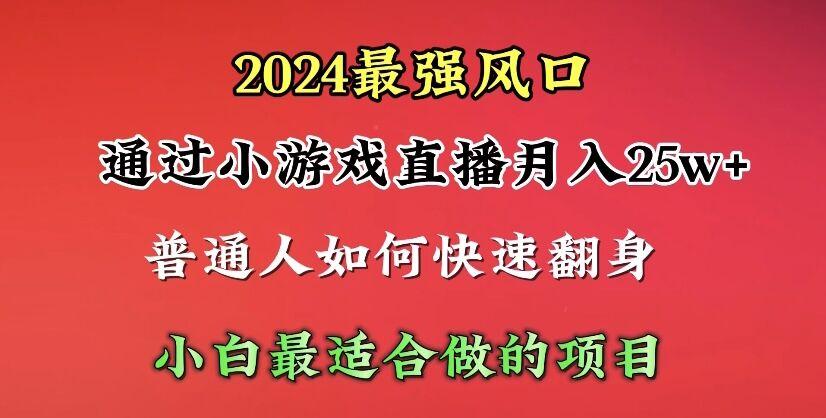 (10020期)2024年最强风口，通过小游戏直播月入25w+单日收益5000+小白最适合做的项目-菜菜网创