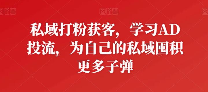 私域打粉获客，学习AD投流，为自己的私域囤积更多子弹-菜菜网创