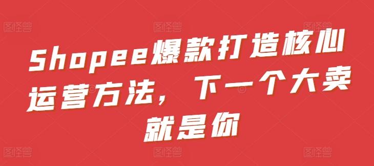 Shopee爆款打造核心运营方法，下一个大卖就是你-菜菜网创