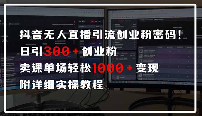 抖音无人直播引流密码！日引300+创业粉 单场轻松1000+变现 附详细实操教程-菜菜网创