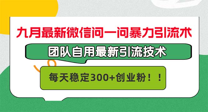 九月最新微信问一问暴力引流术，团队自用引流术，每天稳定300+创…-菜菜网创