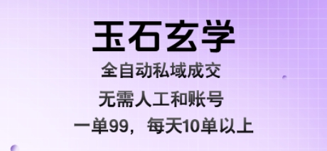 玉石玄学全自动私域成交，一单99每天十单以上，无需人工和矩阵账号，蓝海项目直接干【揭秘】-菜菜网创
