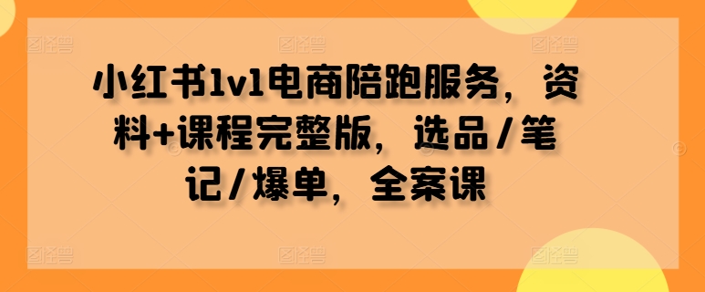 小红书1v1电商陪跑服务，资料+课程完整版，选品/笔记/爆单，全案课-菜菜网创