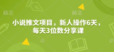 小说推文项目，新人操作6天，每天3位数分享课-菜菜网创