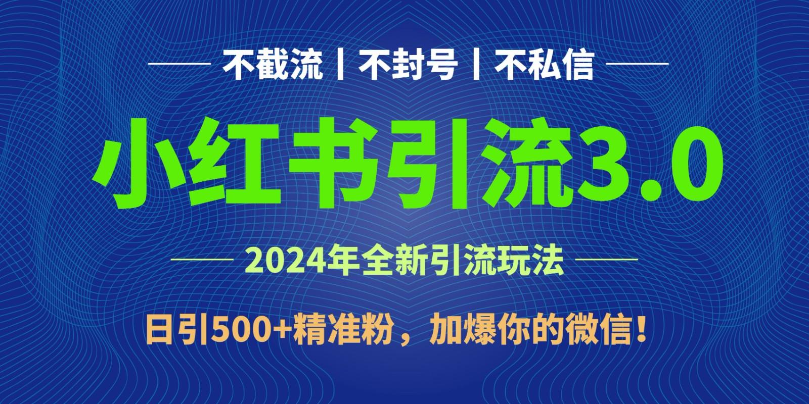 2024年4月最新小红书引流3.0玩法，日引500+精准粉，加爆你的微信！-菜菜网创