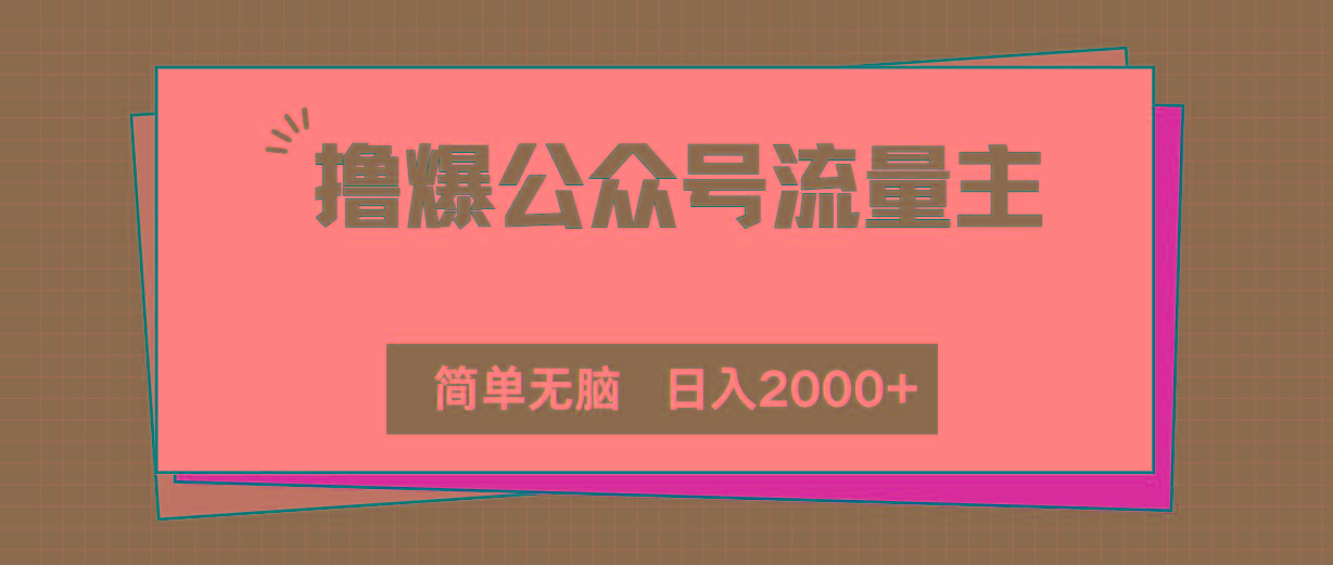 撸爆公众号流量主，简单无脑，单日变现2000+-菜菜网创