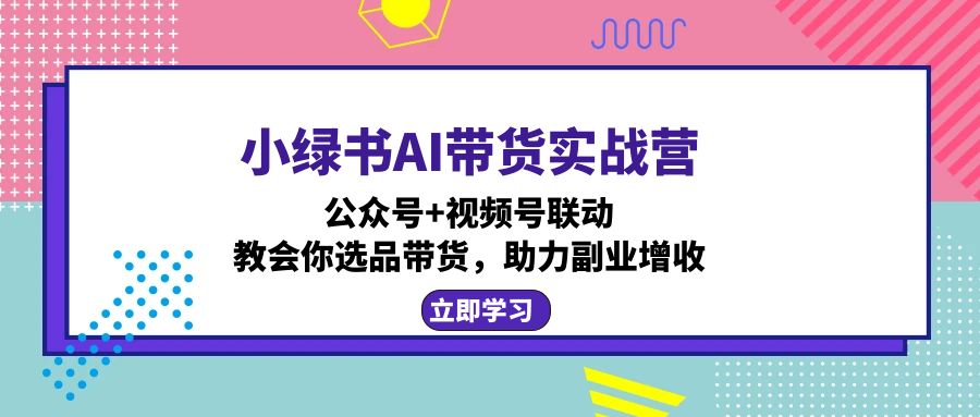 小绿书AI带货实战营：公众号+视频号联动，教会你选品带货，助力副业增收-菜菜网创
