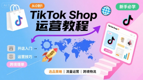 TikTok Shop从0到1运营教程，TikTok跨境电商新手必学课程-菜菜网创