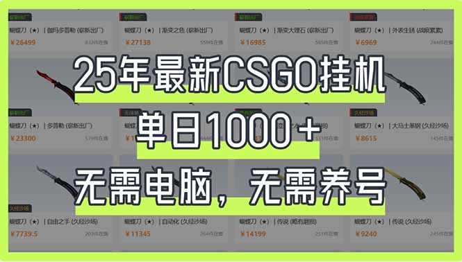 25年最新CSGO挂机系统，单日1000+，无需电脑，无需养号，0基础可上手-菜菜网创