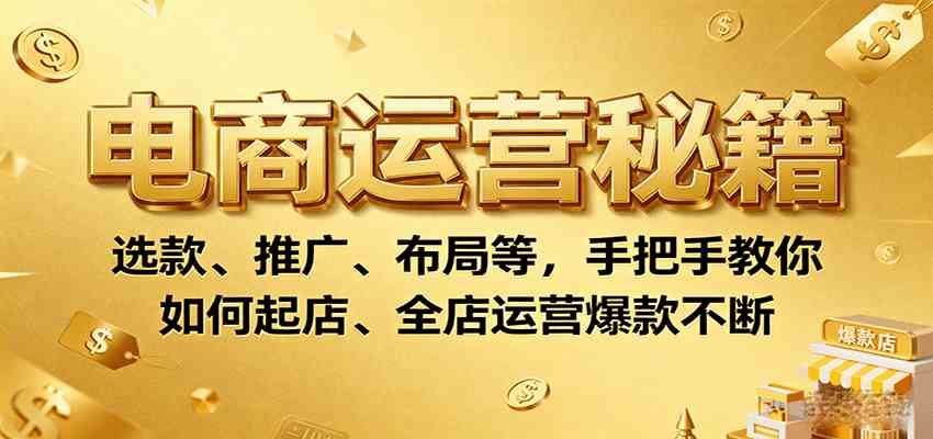 电商运营秘籍：选款、推广、布局等，手把手教你如何起店、全店运营爆款不断-菜菜网创