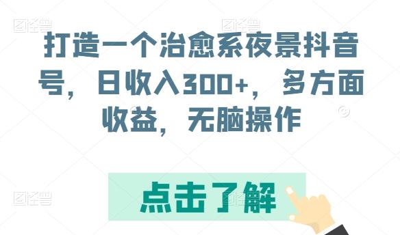 打造一个治愈系夜景抖音号，日收入300+，多方面收益，无脑操作【揭秘】-菜菜网创