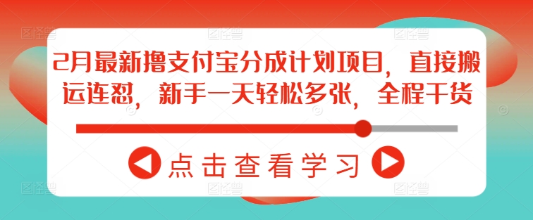 2月最新撸支付宝分成计划项目，直接搬运连怼，新手一天轻松多张，全程干货-菜菜网创