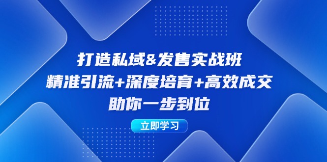 打造私域&发售实操班：精准引流+深度培育+高效成交，助你一步到位-菜菜网创