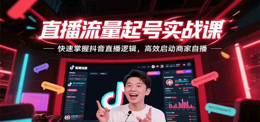 直播流量起号实战课，快速掌握抖音直播逻辑，高效启动商家自播-菜菜网创