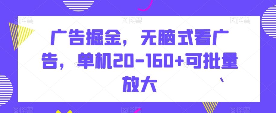 广告掘金，无脑式看广告，单机20-160+可批量放大【揭秘】-菜菜网创