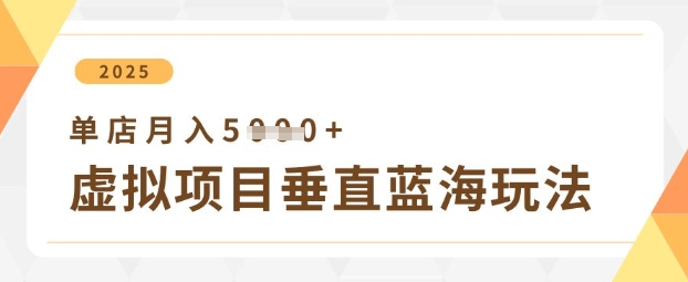 虚拟项目垂直玩法，实现单店月入5k+-菜菜网创
