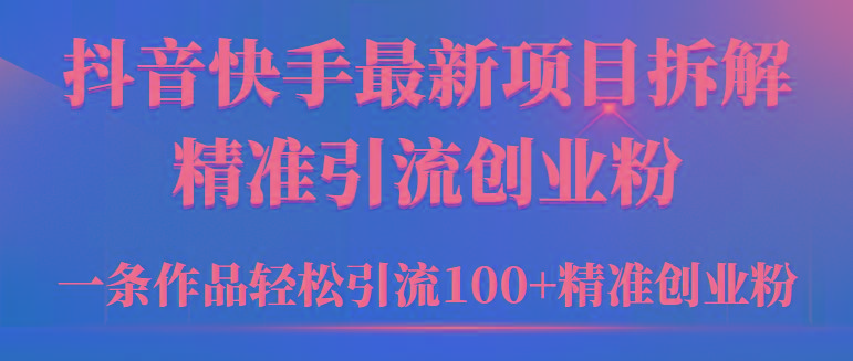 (9447期)2024年抖音快手最新项目拆解视频引流创业粉，一天轻松引流精准创业粉100+-菜菜网创