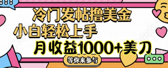 冷门发帖撸美金项目，月收益1000+美金，简单无脑，干就完了【揭秘】-菜菜网创