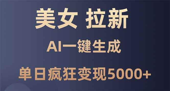 美女暴力拉新，通过AI一键生成，单日疯狂变现5000+，纯小白一学就会！-菜菜网创