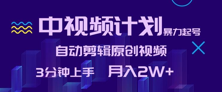 中视频计划暴力起号，自动剪辑原创视频，3分钟上手，月入2W+【揭秘】-菜菜网创