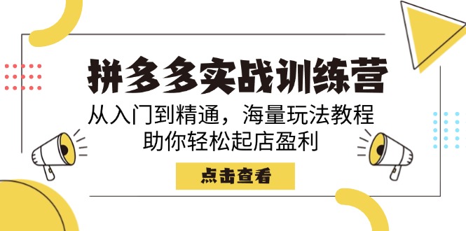 拼多多实战训练营，从入门到精通，海量玩法教程，助你轻松起店盈利-菜菜网创