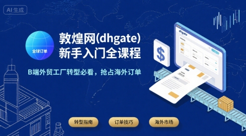 敦煌网(dhgate)新手入门全课程，B端外贸工厂转型必看，抢占海外订单-菜菜网创