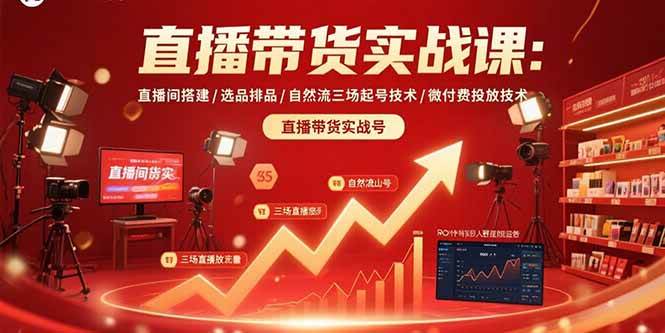 （15729期）直播带货实战课：直播间搭建/选品排品/自然流三场起号技术/微付费投放技术-菜菜网创