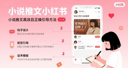 小说推文小红书高转化引导方法实操课，小说推文高效且正确引导方法-菜菜网创