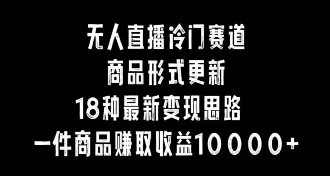 无人直播冷门赛道，商品形式更新，18种变现思路，一件商品赚取收益10000+【揭秘】-菜菜网创