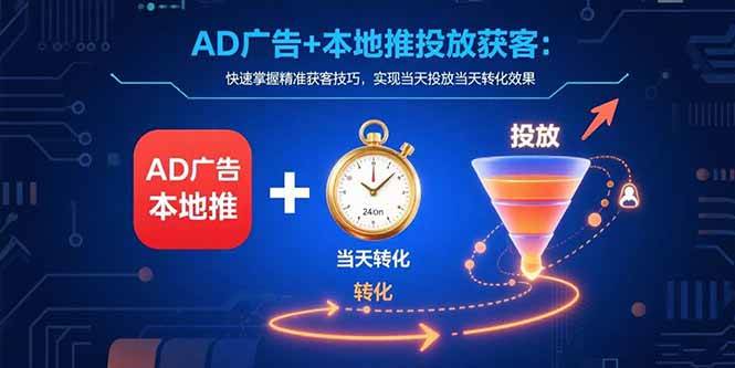 （15637期）AD广告+本地推投放获客：快速掌握精准获客技巧，实现当天投放当天转化效果-菜菜网创