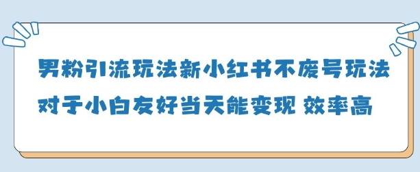 男粉引流玩法(新)，玩法友好做的好当天就能变现-菜菜网创
