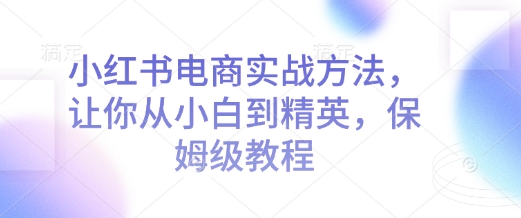 小红书电商实战方法，让你从小白到精英，保姆级教程-菜菜网创