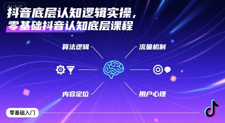 抖音底层认知逻辑实操，零基础抖音认知底层课程-菜菜网创